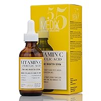 Medix Vitamin C Facial Serum Skin Care Booster For Age Spots, Wrinkles, & Fine Lines. Anti Aging Face Serum W/Glycolic Acid & Hyaluronic Acid Brightens Skin For Healthier Skin Complexion, 1.75 Fl Oz