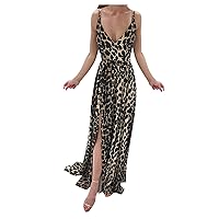Mother of The Bride Dresses Champagne with Sequins,Print Dress Maxi Women Sexy Beach Dress Backless Tropical Sl