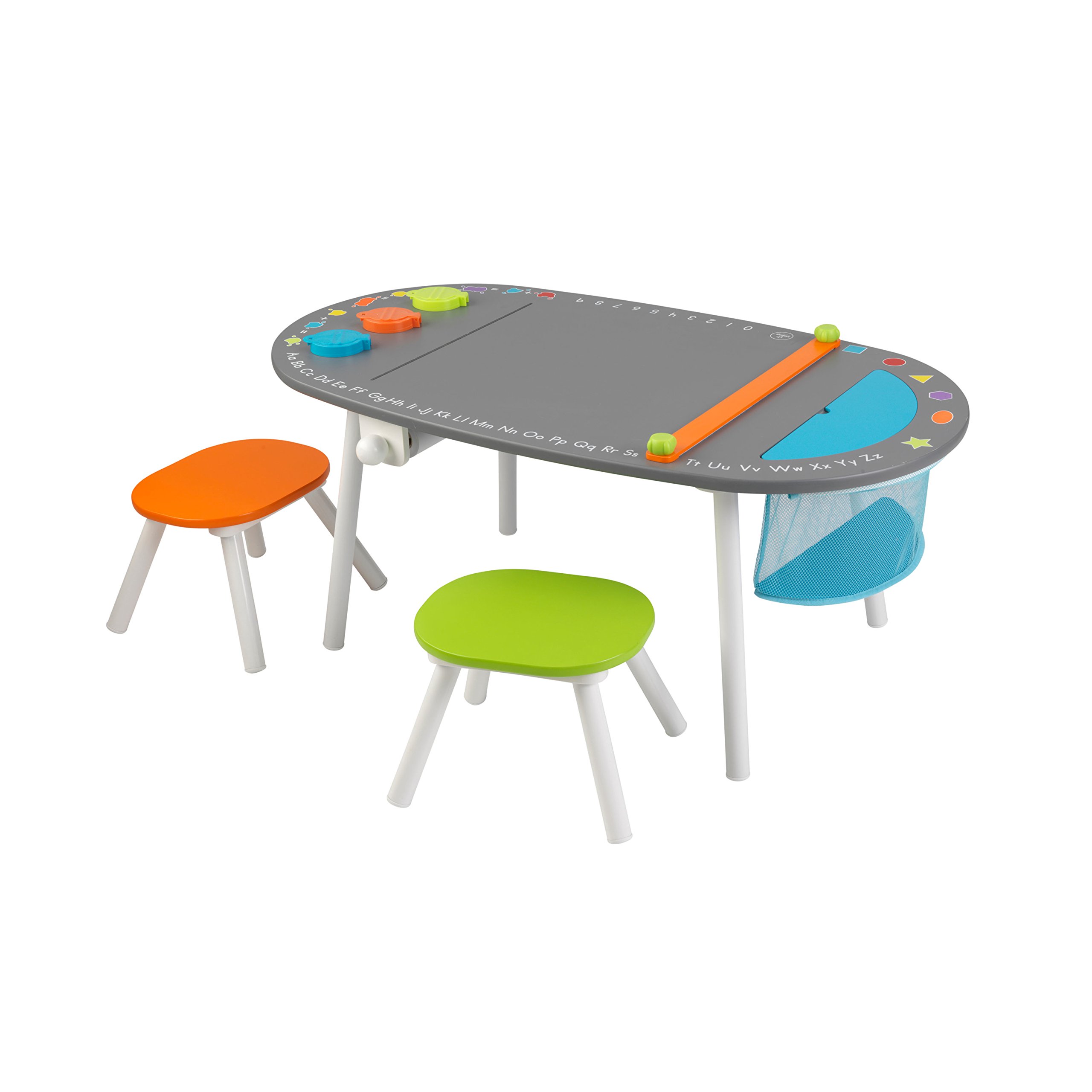 KidKraft Wooden Chalkboard Art Table with 2 Stools, and Paint Cups, Children's Furniture, Brightly Colored, Gift for Ages 3-8