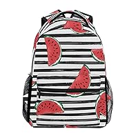 ALAZA Watermelon Black Stripes Stylish Large Backpack for Women Men College Personalized Laptop iPad Tablet Travel School Bag with Multiple Pockets