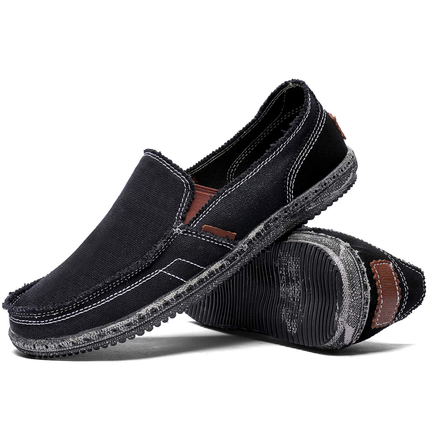 CASMAG Men's Casual Cloth Shoes Canvas Slip on Loafers Leisure Vintage Flat Boat Shoes
