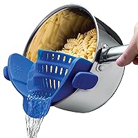 Kitchen Gizmo Snap N' Strain - Silicone Clip-On Colander, Heat Resistant Drainer for Vegetables and Pasta Noodles, Kitchen Gadgets for Bowl, Pots, and Pans - Essential Home Cooking Tools - Blue