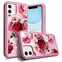 Compatible for Apple iPhone 11 Cases, Heavy Duty Cover with [ Shockproof ] Protective Phone Case for iPhone 11 Red Rose