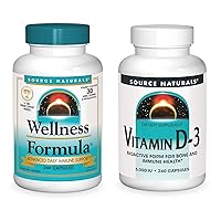 Source Naturals Wellness Formula and 5000 iu Vitamin D-3, 240 Capsules in Each Bottle