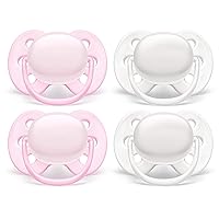 Ultra Soft Pacifier, 0-6 Months, Arctic White/Pink, 4 Pack, SCF214/41