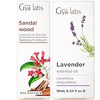 Sandalwood Roll On & Lavender Oil Essential Oil for Diffuser Set - Essential Oils Aromatherapy Roll On with Essential Oil Set - 2x0.34 fl oz - Gya Labs