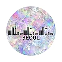 South Korea Seoul Skyline Vinyl Sticker Decal 50 Pieces Skyline Building Vinyl Stickers City Skyline Round Decal Stickers for Boys Girls Teens Kids Adults Laptop Phone 2inch