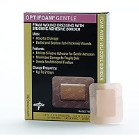 Medline Optifoam Gentle Foam Wound Dressing with Silicone Adhesive Border, 1.6