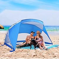 Beach Tent Sun Shelter Beach Shade Tent for 3/4 Person with UPF 50+ Protection, Portable Lightweight and Easy Setup Beach Canopy Baby Beach Tent for Camping, Hiking, Fishing, Backyard Fun or Picnics