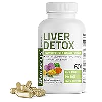 Liver Detox Advanced Detox & Cleansing Formula Supports Health Liver Function with Milk Thistle, Dandelion Root, Turmeric, Artichoke Leaf & More, Non-GMO, 60 Vegetarian Capsules