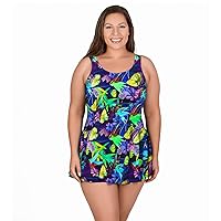 T.H.E. Women's Plus Size Swimdress - Tropical Dreams