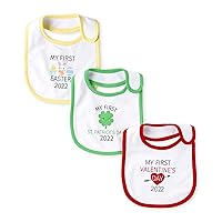 The Children's Place Unisex 1st Baby Bibs 3-Pack, 2022 First Holidays, No Size
