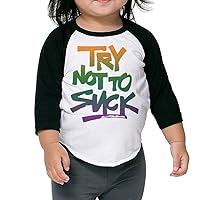 Toddler Geek Try Not To Sucks Black Size 3 Toddler 100% Cotton 3/4 Sleeve Athletic Baseball Raglan Shirt