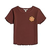 Girls' Short Sleeve Graphic T-Shirt, Tagless Cotton Tee with Fun Designs, Smiley Stone, 45148