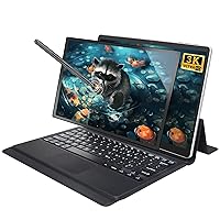 2-in-1 Tablet Laptop【Win 11/Office 2019】 12.3'' 3K LCD IPS (3000 * 2000), High-Speed Celeron J4105 CPU (up to 2.50GHz), LPDDR4 12GB RAM 512GB SSD/Type-C*2 / with Magnetic KB/Built-in Webcam, Silver