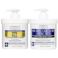 Advanced Clinicals 10% Glycolic Acid + Lactic Acid Exfoliating Body Cream + Retinol Firming Body Cream Set