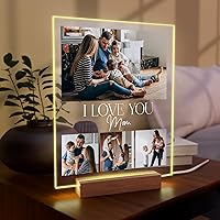 CRYPTONITE Personalized Acrylic Plaque for Mother's Day | Unique Customized Mothers Day Gifts for Mom | Custom Cool Gifts for New Moms with Her Favorite Photos | Optional LED Lights