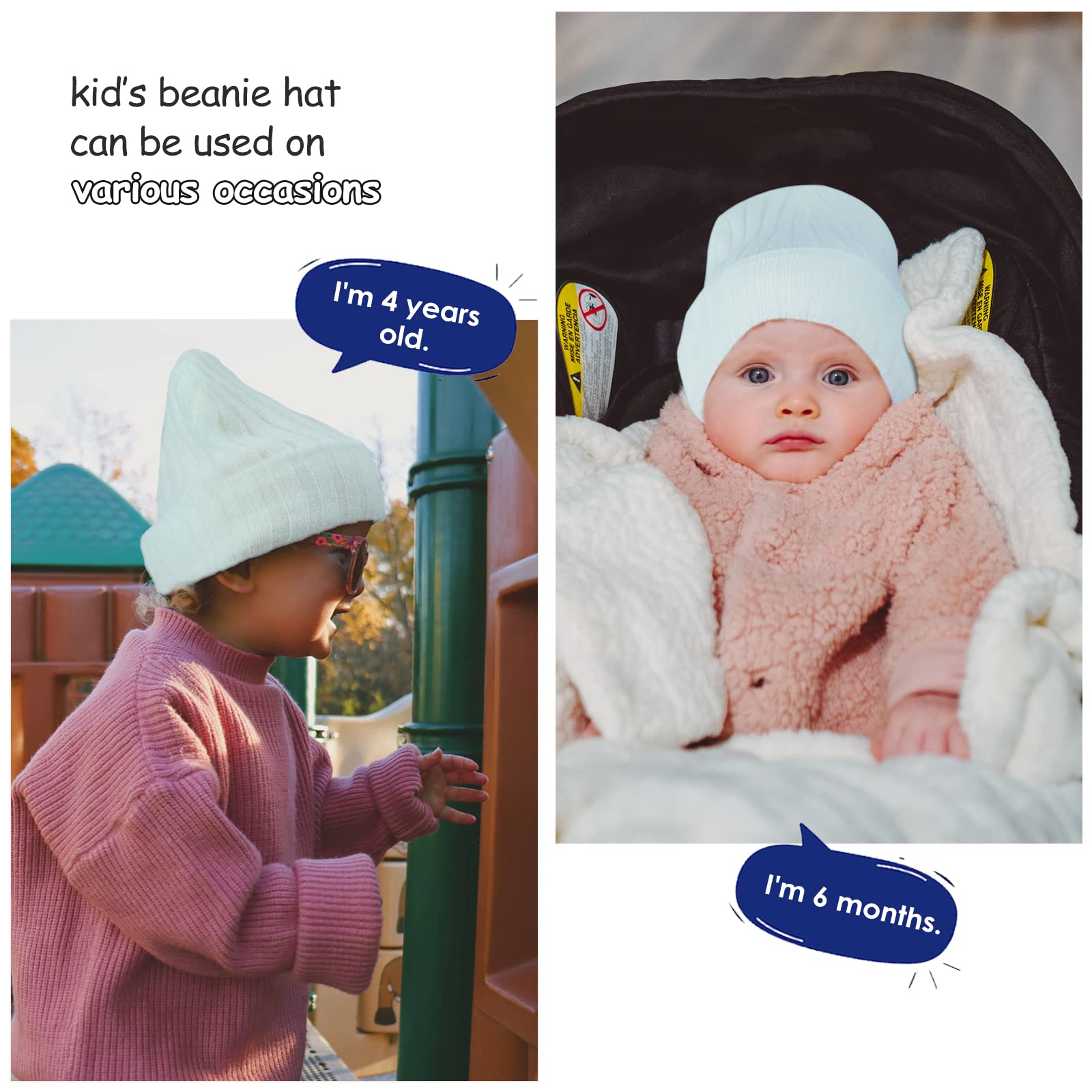 Koreshion Toddler Infant Beanie Hat Kids Winter Warm Hats Wool Knit Hat Soft Beanie Cap for Baby Boys Girls