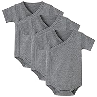 Baby 3 Pack Side-Snap Bodysuit Cotton Short Sleeve Pure Color Kimono Shirt Top 0-12 Months