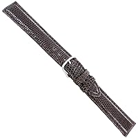 17mm deBeer Brown Genuine Lizard Turned Edge Stitched Mens Watch Band Long