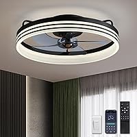 Ceiling Fans with Lights, Flush Mount Ceiling Fan with Lights and Remote, 6 Wind Speeds Smart Low Profile Ceiling Fan for Bedroom, Kids Room and Living Room 20
