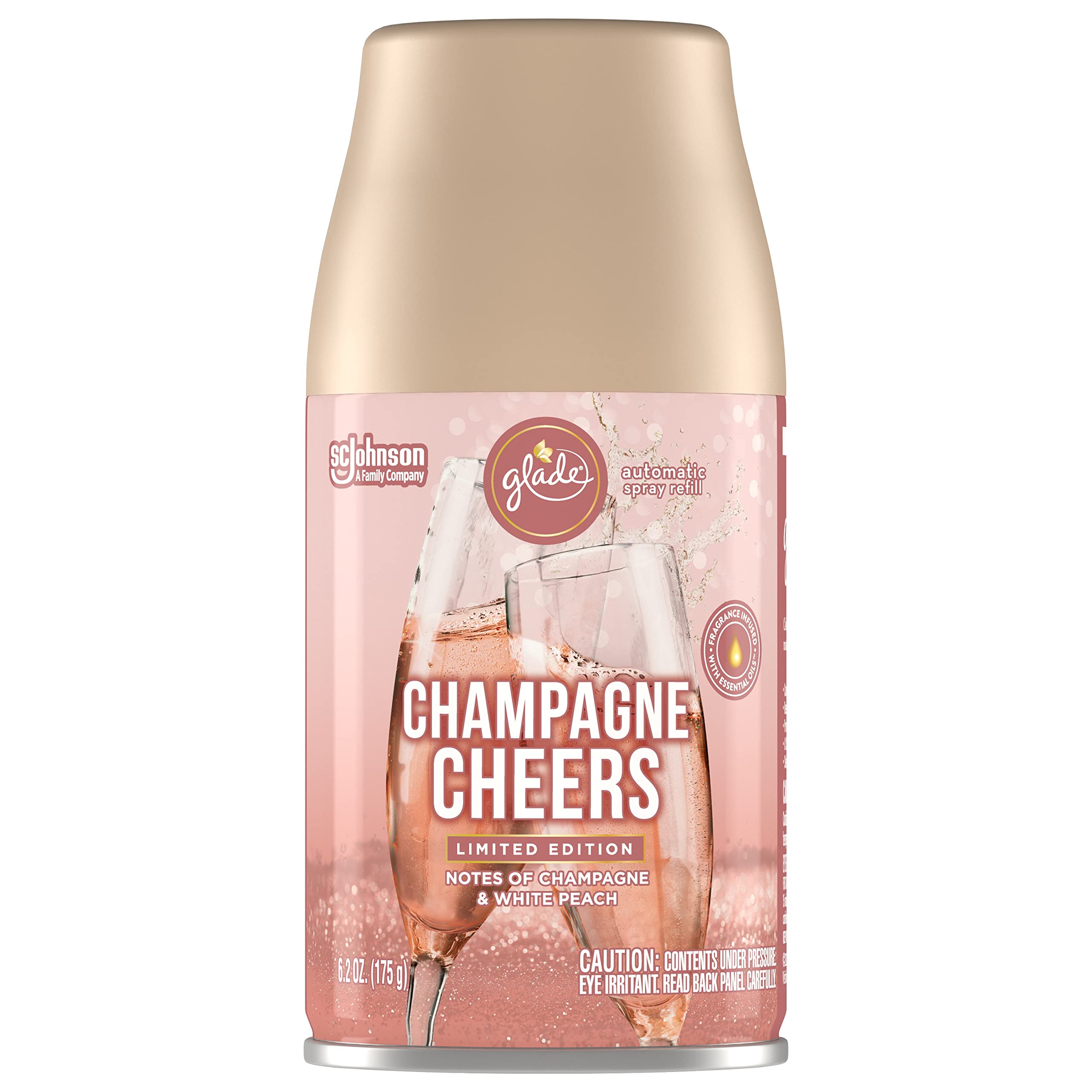 Glade Automatic Spray Refill, Air Freshener for Home and Bathroom, Champagne Cheers, 6.2 Oz