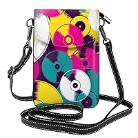 GERRIT Vinyl Record Pattern Crossbody Wallet Phone Bag for Women Mini Shoulder Bag Cell Phone Purse