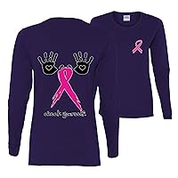 Check Yourself Breast Cancer Awareness Graphic Front&Back Womens Long Sleeves