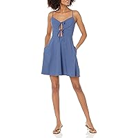 BCBGeneration Women's Fit and Flare Spaghetti Strap Tie Front Cutout Mini Dress