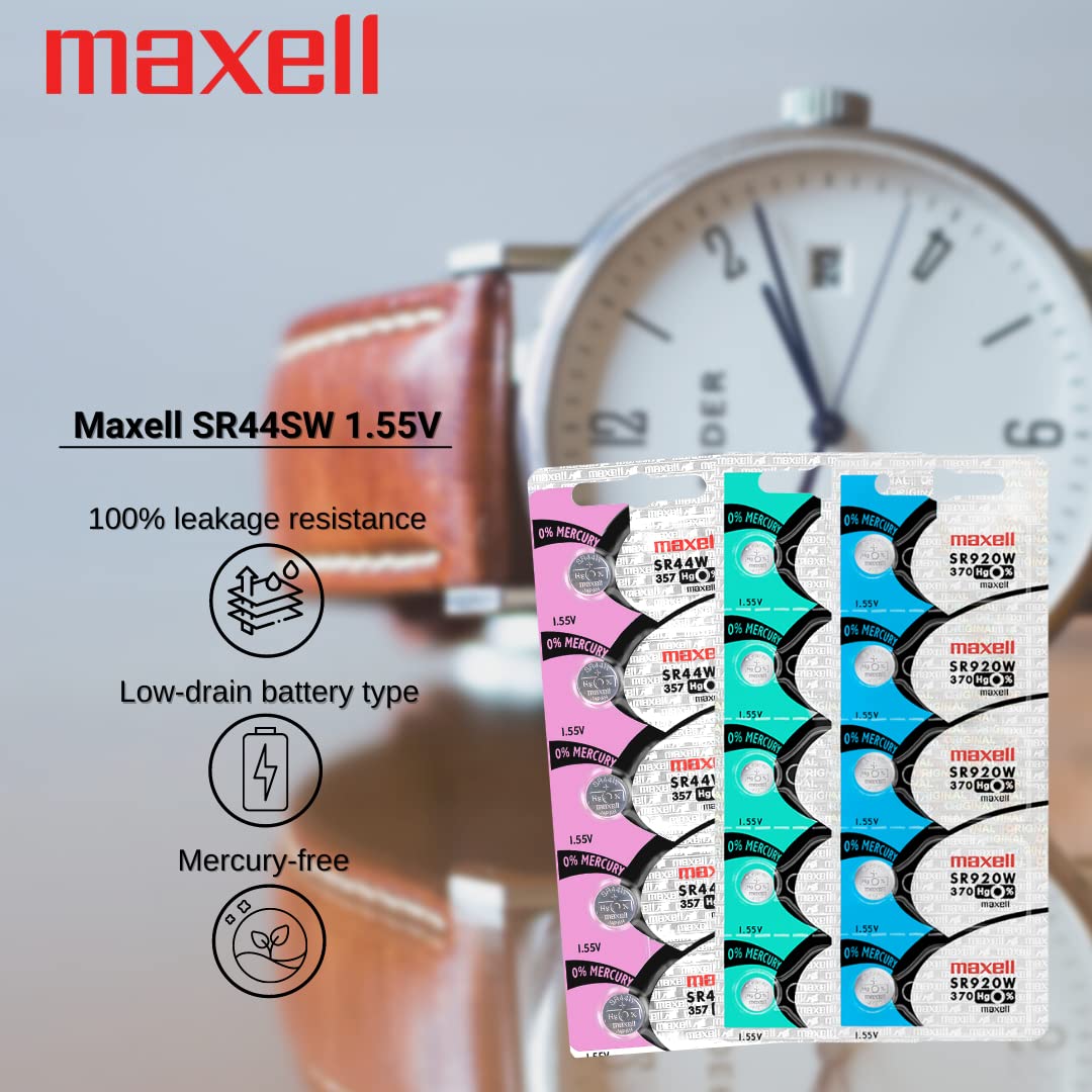 Maxell SR44W SR44 357 V357 1131SO Silver Oxide Watch Battery