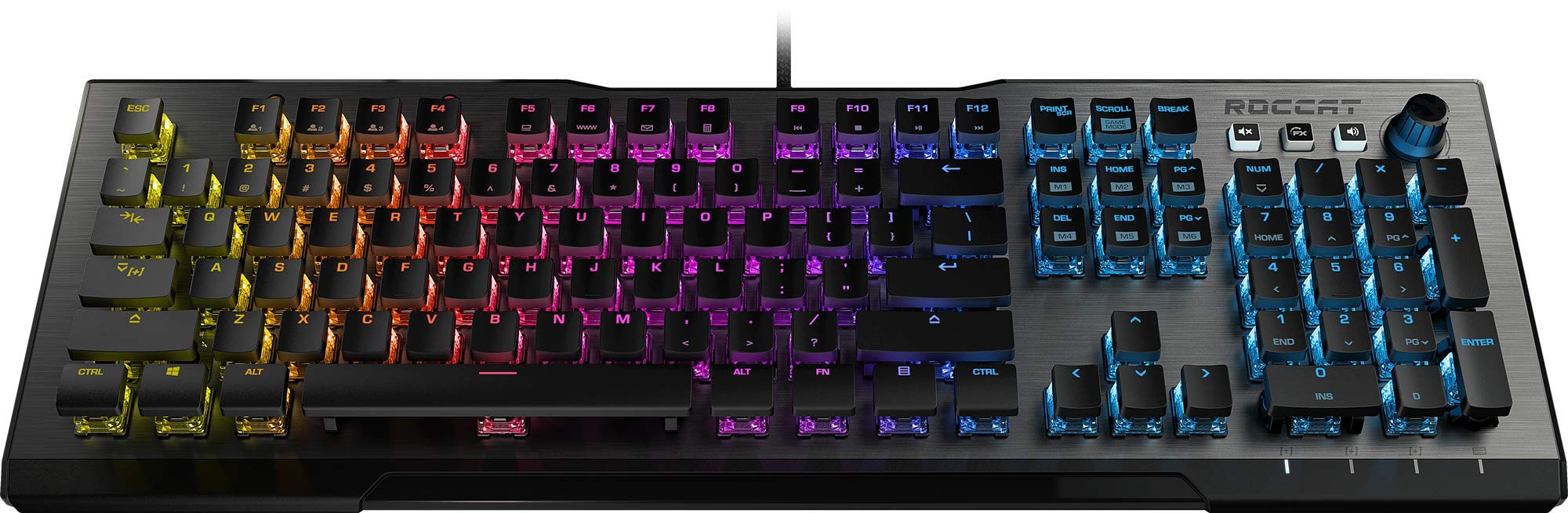 ROCCAT Vulcan 100 AIMO Mechanical PC Gaming Keyboard, RGB Lighting, Silent, Per Key LED Illumination, Brown Switches, Aluminum Top Plate, Silver