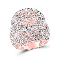 The Diamond Deal 10kt Rose Gold Mens Baguette Diamond Cluster Ring 5-1/4 Cttw