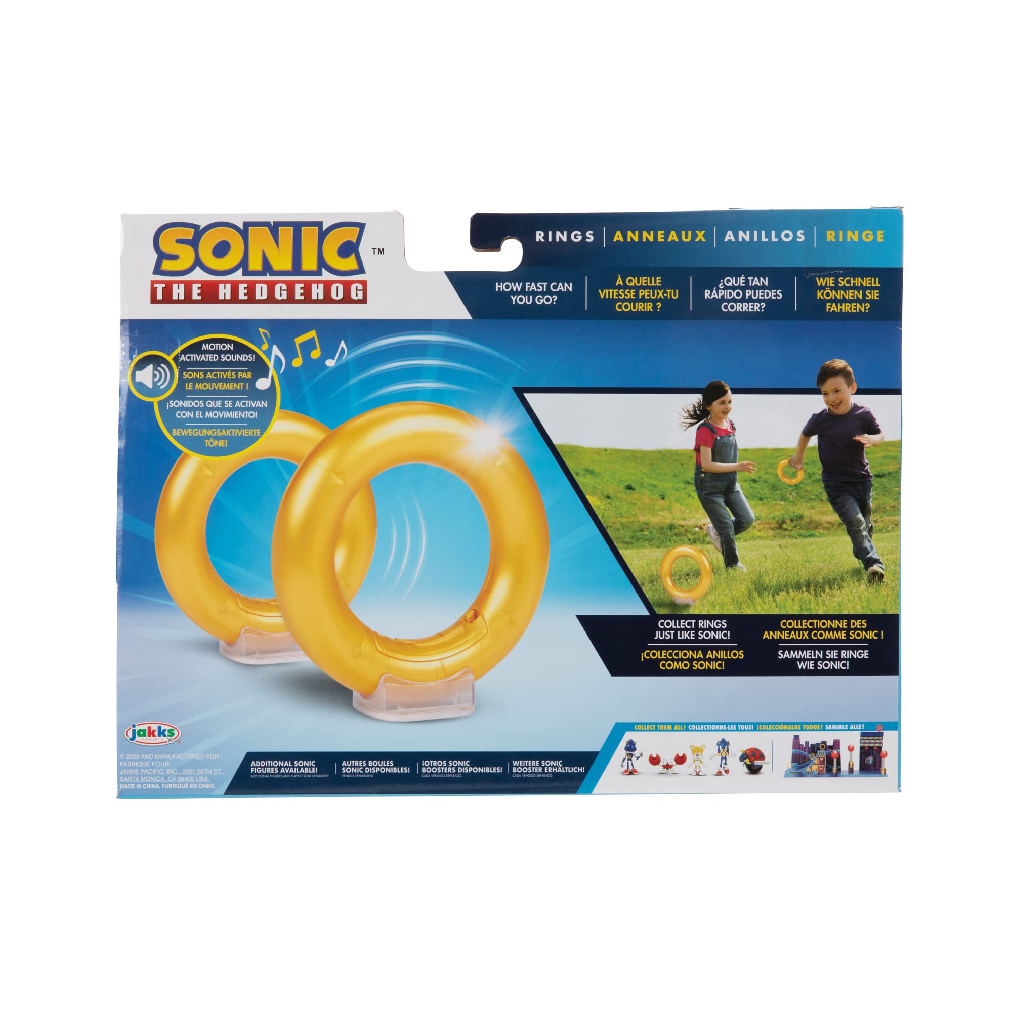Sonic The Hedgehog Rings 2-Pack Motion Activated Sounds from Sonic Video Game, Role Play Sonic Rings Games for Kids