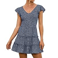 Sun Dresses for Women 2024 Casual, Tiered Dress Sexy Belted Comfortable and Cool Empire Waist, S XL