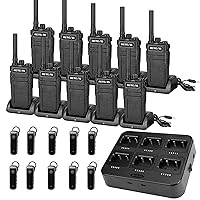 Retevis RB37 Bluetooth Two Way Radio with Earpiece(10 Pack) Bundle with Retevis RB26 RB37 Six Way Charging(1 Pack),2000mAh, Headset Walkie Talkies Wireless for School,Church,Farm