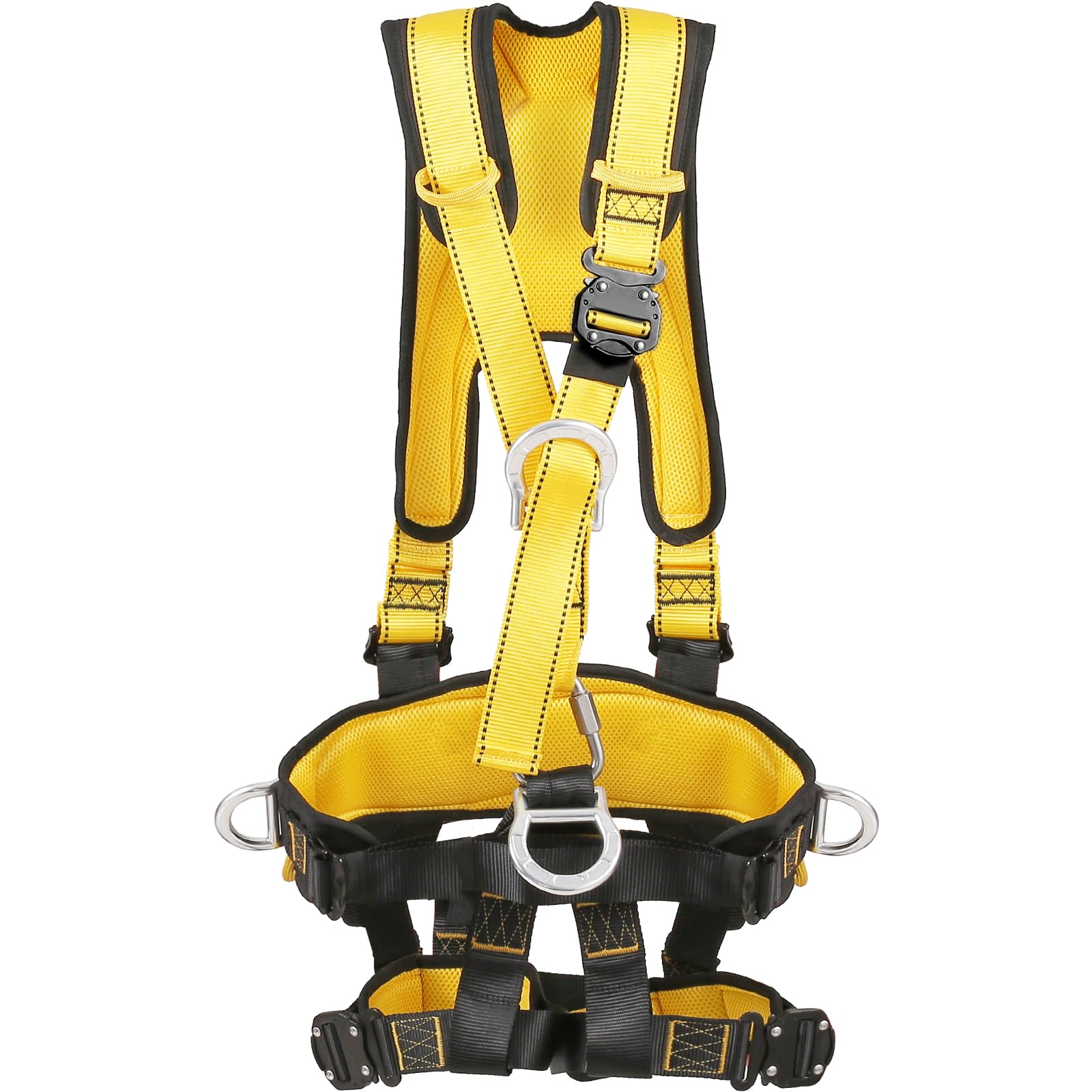 VEVOR Safety Harness, Universal Full Body Harness, Detachable Safety Harness Fall Protection with Added Padding on Shoulder, Back, Waist, Legs, and 5 D-Rings, ANSI/ASSE Z359.11, 340 lbs