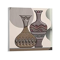 African Porcelain Poster Pottery Geometric Art Poster Canvas Painting Wall Art Poster for Bedroom Living Room Decor 24x24inch(60x60cm) Unframe-Style
