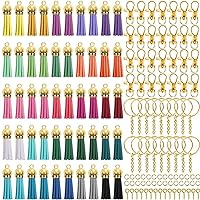 350 Pcs Keychain Tels Set with 50 Pcs Gold Cap Tel for Keychain and Jewelry Making 50 Pcs Keychain Hook
