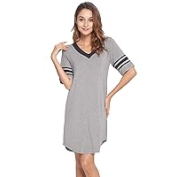 Andongnywell Nightgown Women Cotton Night Shirt for Sleeping Sleepwear Short Sleeve Sleep Shirts Pajama Dress