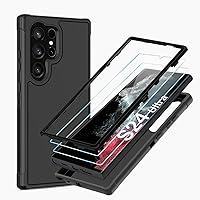 for Samsung S24 Ultra Case,Galxay S24 Ultra Case with HD Screen Protector [3 Layer] Shock Proof Protective Full Body Drop Protection Phone Case for Galaxy S24 Ultra 5GCase(Black)