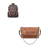FADEON Small Purses for Women Clutch Wristlet Crossbody Bag and Leather Backpack Purse