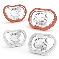 Nanobebe Active Baby Pacifiers 4-36 Months - Orthodontic, Lightweight and Vented, Curves Comfortably with Face Contour, 100% Silicone - BPA Free, Perfect Baby Registry Gift 4pk, Clay/White
