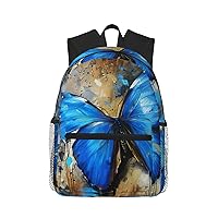 Blue Butterfly Unisex Backpack Double Shoulder Daypack,Lightweight Bag Casual Bag Travel Rucksack