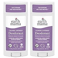 Earth Mama Calming Lavender Deodorant | Safe for Sensitive Skin, Pregnancy and Breastfeeding, Contains Organic Lavender, Calendula and Coconut Oil, Baking Soda and Aluminum Free, 2.65-Ounce (2-Pack)