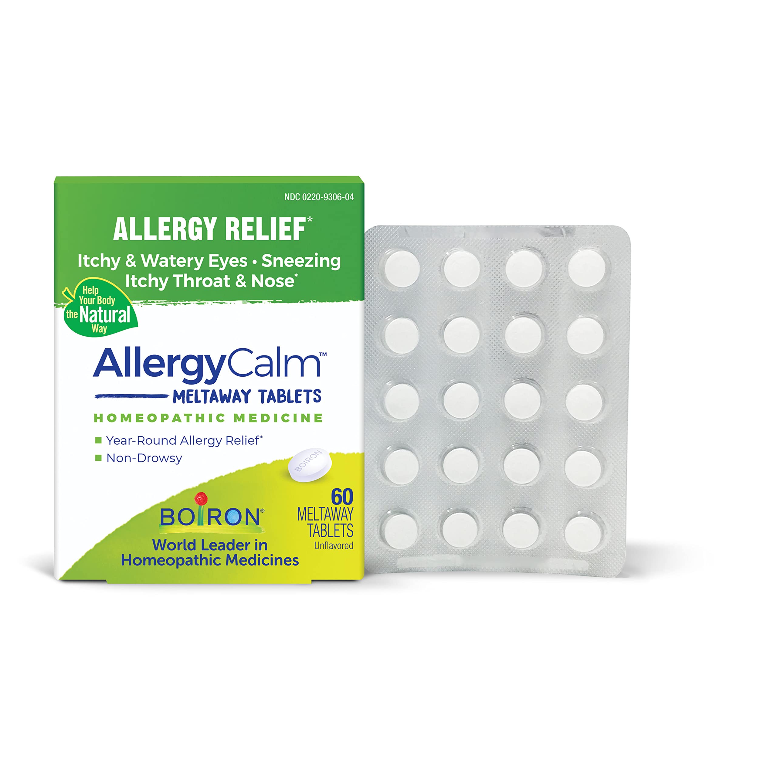 Boiron AllergyCalm Tablets for Relief from Allergy and Hay Fever Symptoms of Sneezing, Runny Nose, and Itchy Eyes or Throat - 60 Count