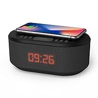i-box Alarm Clock Radio with Wireless Charging, Bluetooth Speakers, USB Port, Dimmable Night Light
