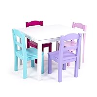 Humble Crew Tot Tutors Wood Table & 4 Chairs Set-White, Pink, Purple Forever Collection