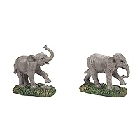 Department 56 Dickens Village Accessories Zoological Gardens Elephants Figurine Set, 2.7 and 2.25 Inch, Multicolor