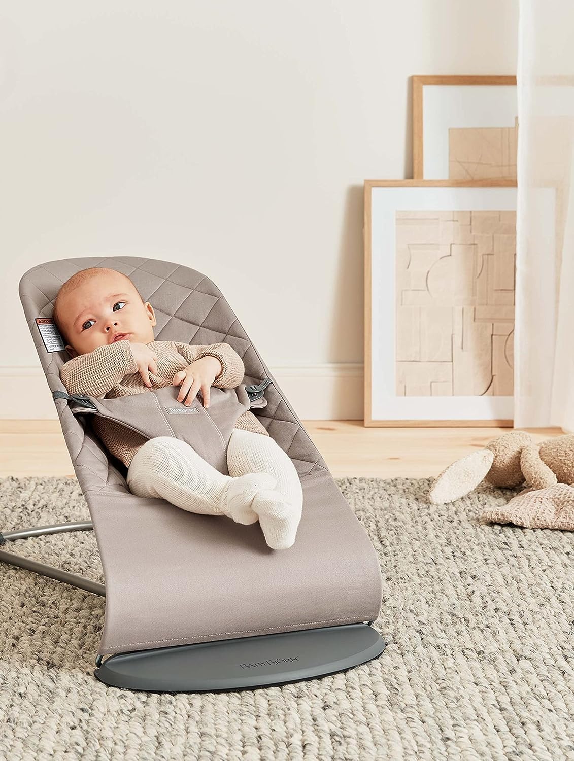 BabyBjörn Bouncer Bliss, Woven, Classic Quilt, Sand Grey