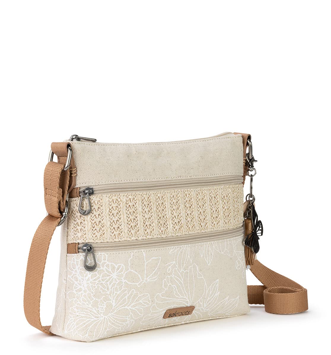 Sakroots Artist Circle Crossbody Bag in Coated Canvas, Multifunctional Purse with Adjustable Strap & Zipper Pockets